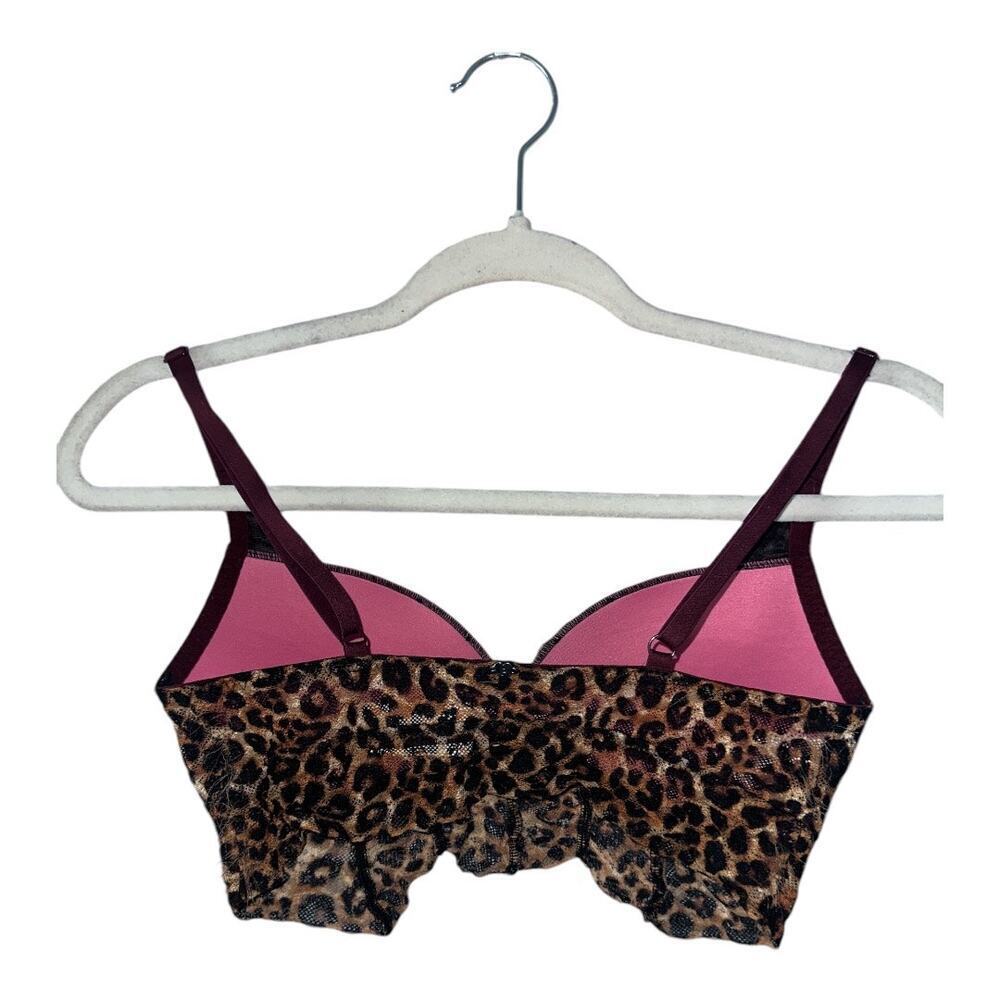 PINK Leopard Print Lace Push Up Bralette, XSmall - Picture 2 of 8